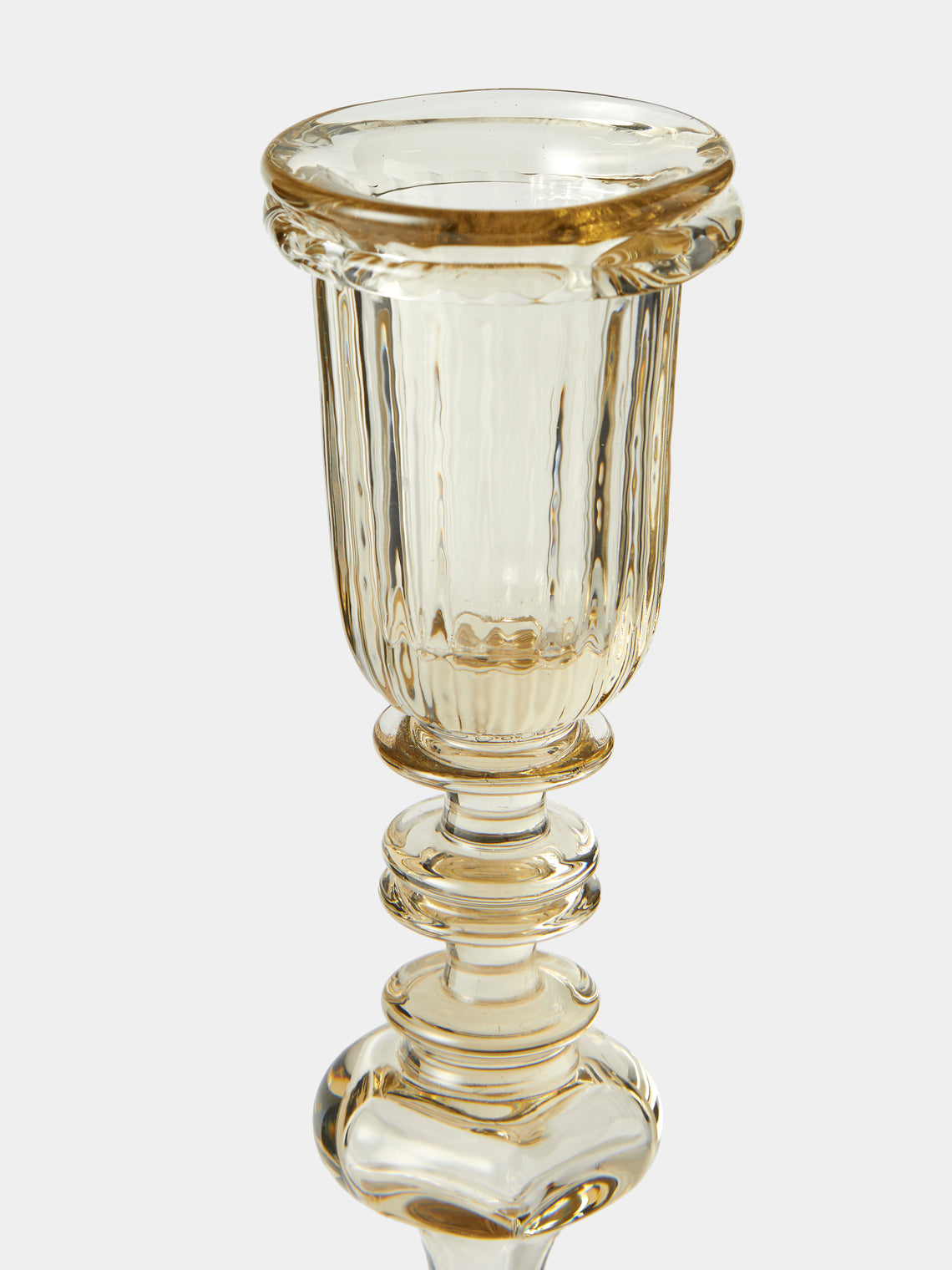 Bollenglass - Hand-Blown Glass Small Candlestick - Smoke - ABASK