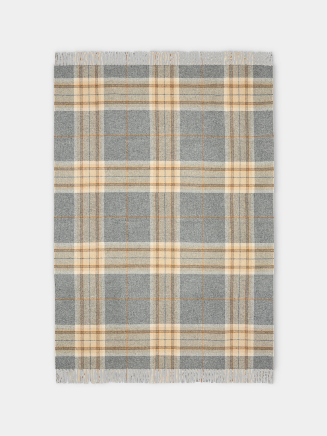 Johnstons of Elgin - Double-Faced Wool Check Throw (75in/1.9m) - Beige - ABASK - 