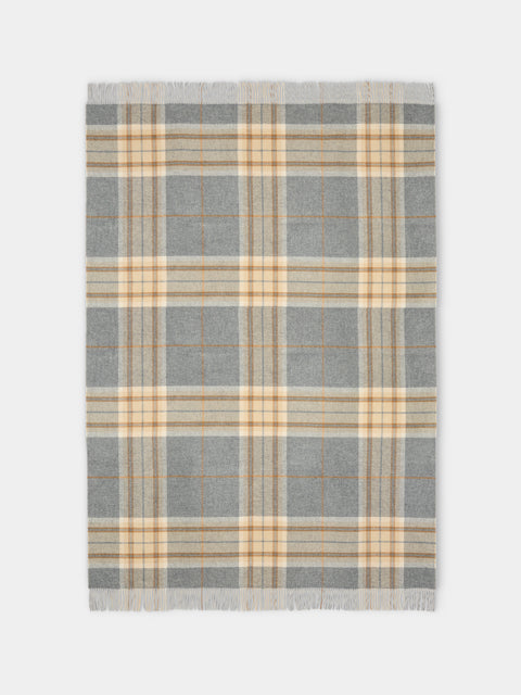 Johnstons of Elgin - Double-Faced Wool Check Throw (75in/1.9m) - Beige - ABASK - 