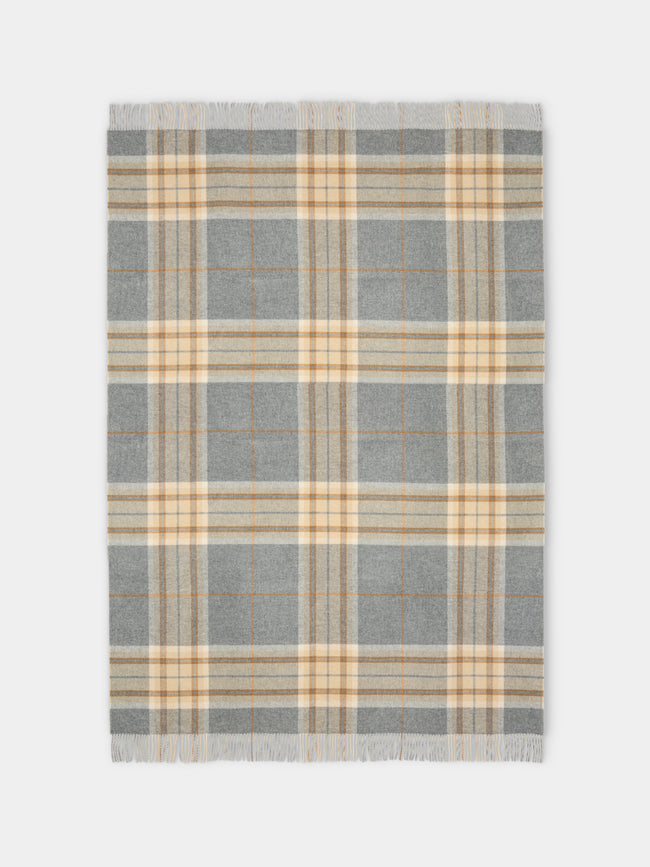 Johnstons of Elgin - Double-Faced Wool Check Throw (75in/1.9m) - Beige - ABASK - 