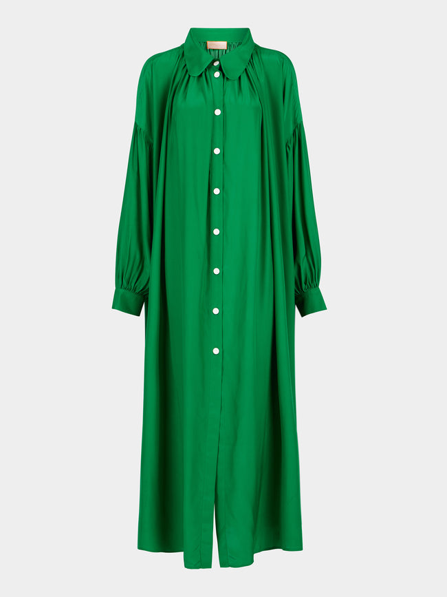 Green Women's Martini Silk Long Dress by Marta Ferri | ABASK Green Women's Martini Silk Long Dress by Marta Ferri | ABASK
