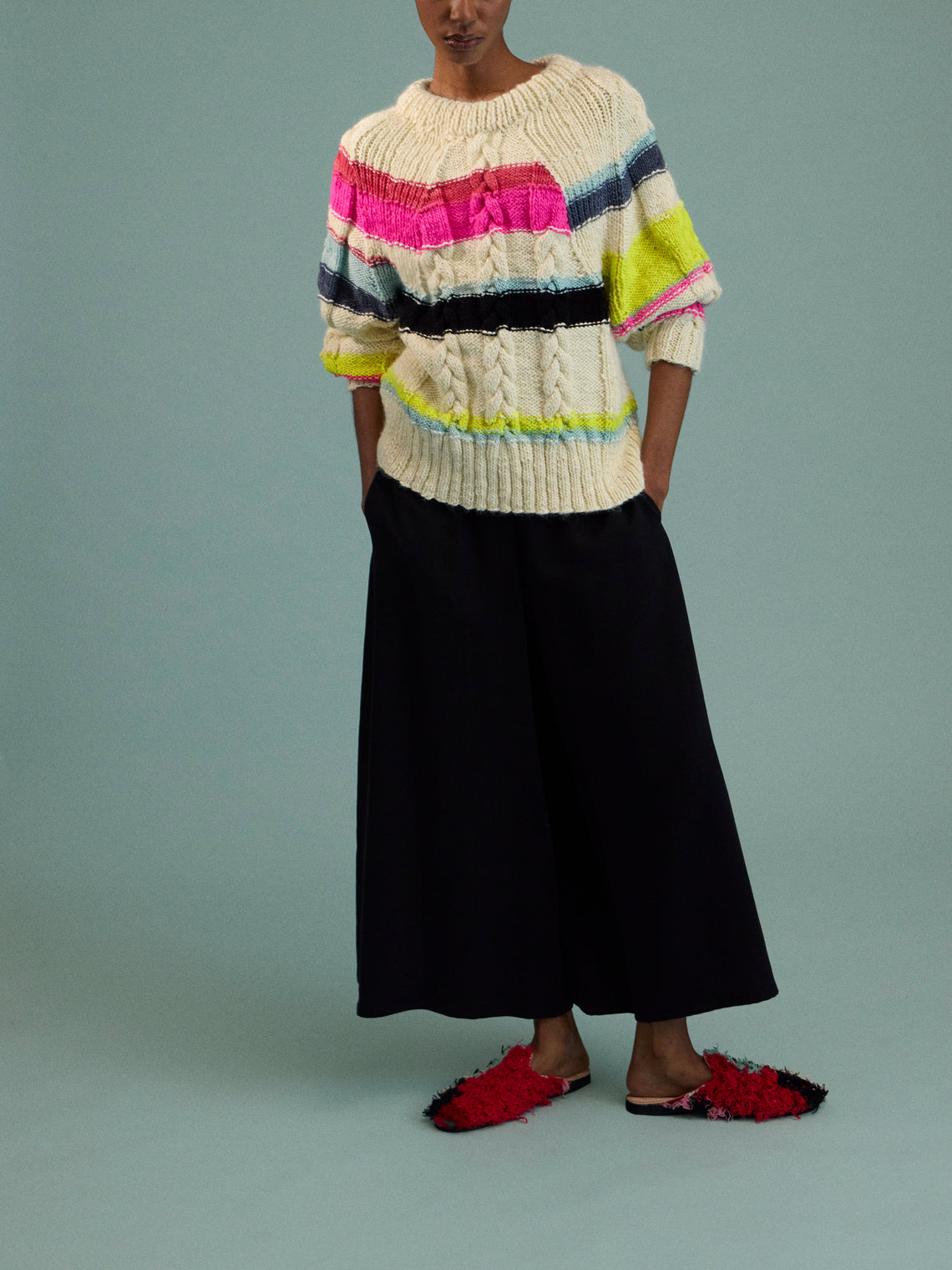 La Fetiche - Violet Hand-Knitted Wool Sweater | Size: S - Multiple - ABASK