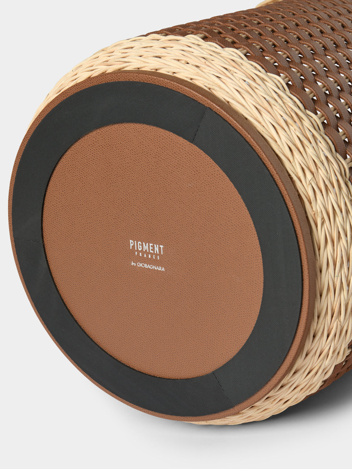 Pigment France - Monet Leather and Rattan Storage Basket - Brown - ABASK