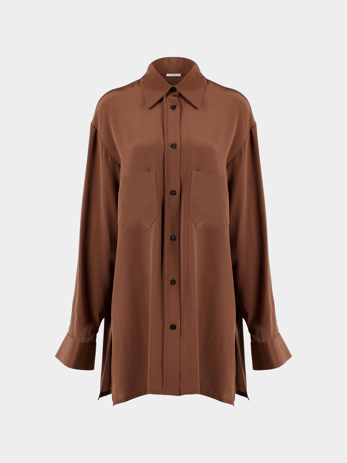 Dusan - Silk Boyfriend Shirt | One Size - Brown - ABASK - 