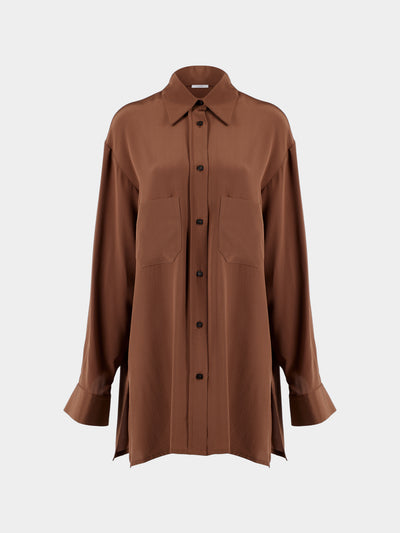 Dusan - Silk Boyfriend Shirt | One Size - Brown - ABASK - 