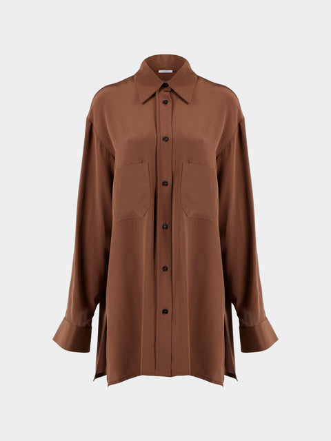 Dusan - Silk Boyfriend Shirt | One Size - Brown - ABASK - 