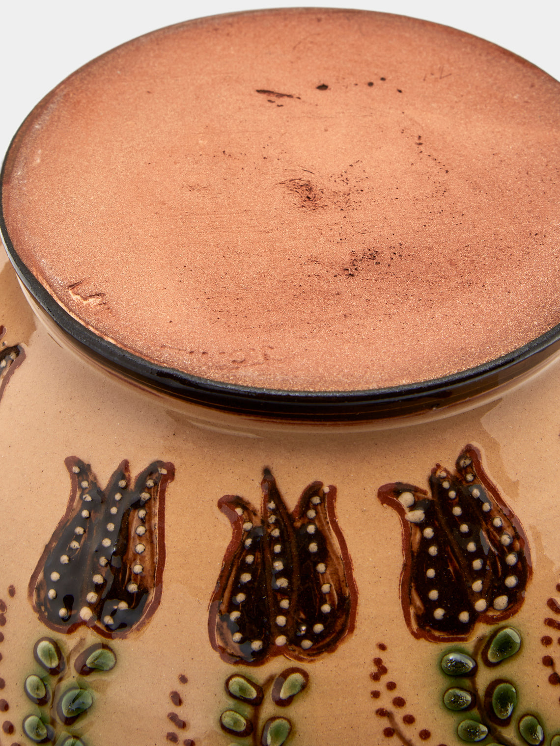 Poterie d’Évires - Flowers Hand-Painted Ceramic Large Serving Bowl - Cream - ABASK