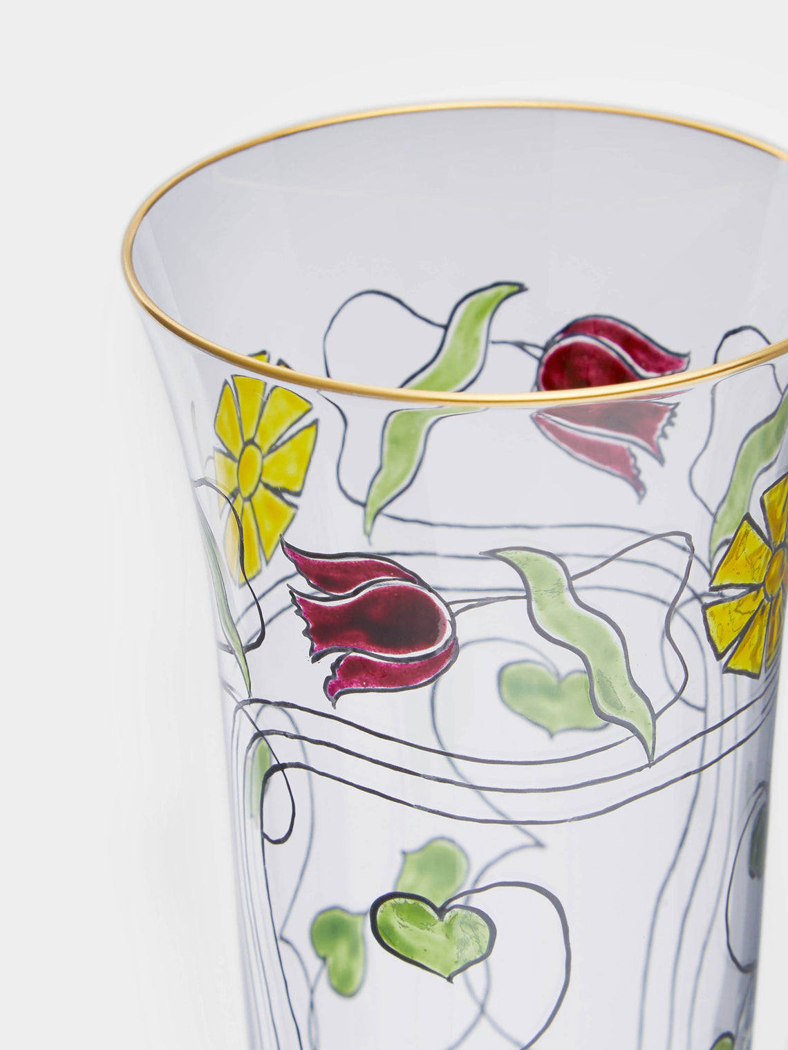 Theresienthal - Serenade Hand-Painted Crystal Champagne Flute (Set of 2) - Green - ABASK