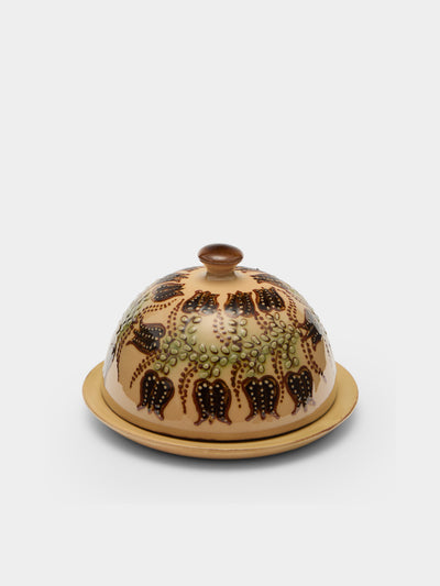 Poterie d’Évires - Flowers Hand-Painted Ceramic Small Lidded Butter Dish - Cream - ABASK - 