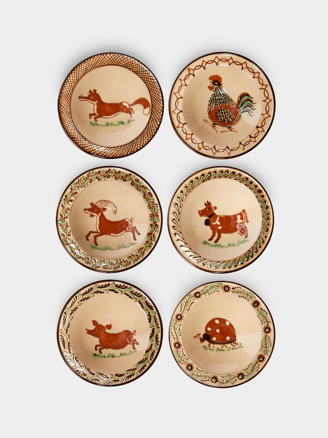 Poterie d’Évires - Animals Hand-Painted Ceramic Breakfast Bowls (Set of 6) -  - ABASK - 