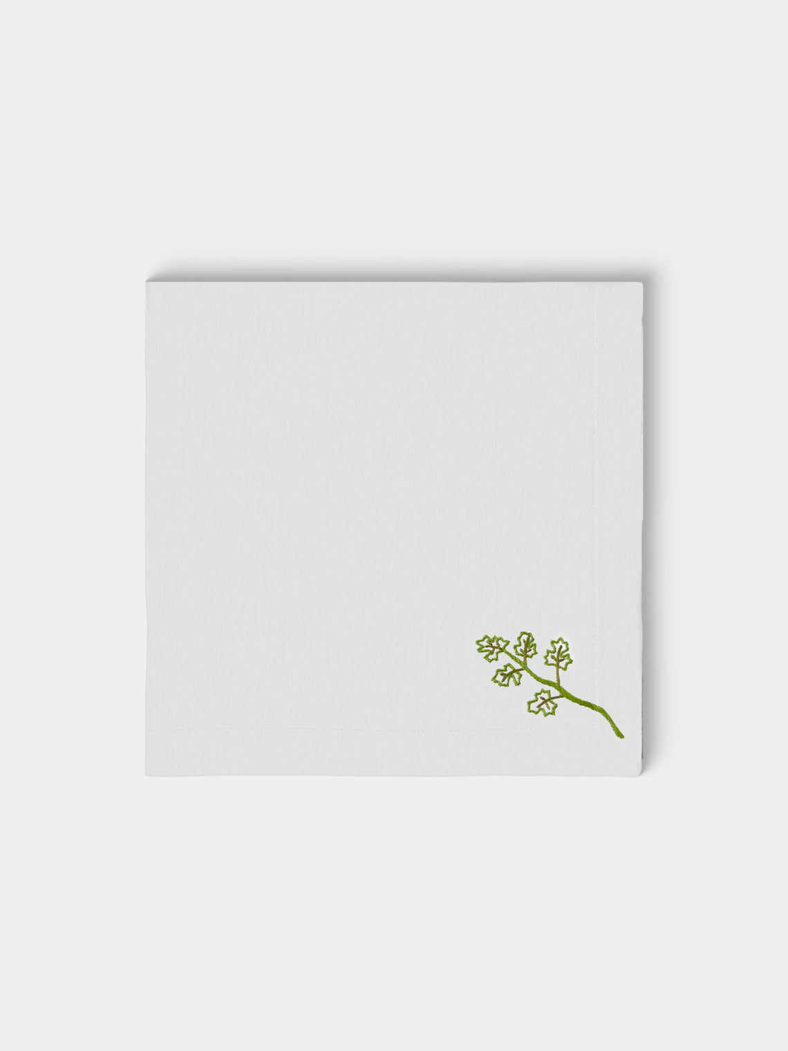 Taf Firenze - | Set of 8 | Floral Hand-Embroidered Linen Napkins - White - ABASK