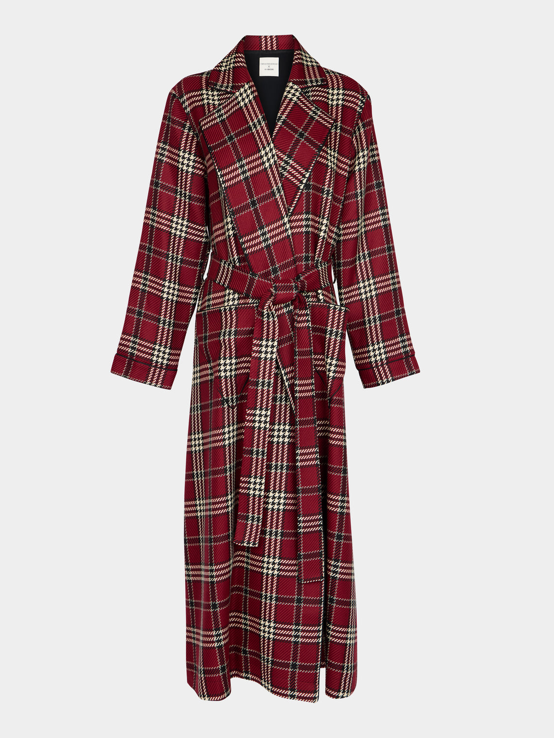 Emilia Wickstead - Women's Wool Check Robe | Size: S - Burgundy - ABASK - 