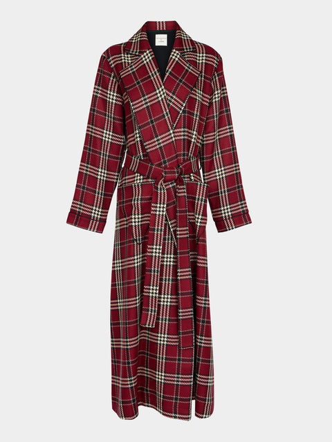 Emilia Wickstead - Women's Wool Check Robe | Size: S - Burgundy - ABASK - 