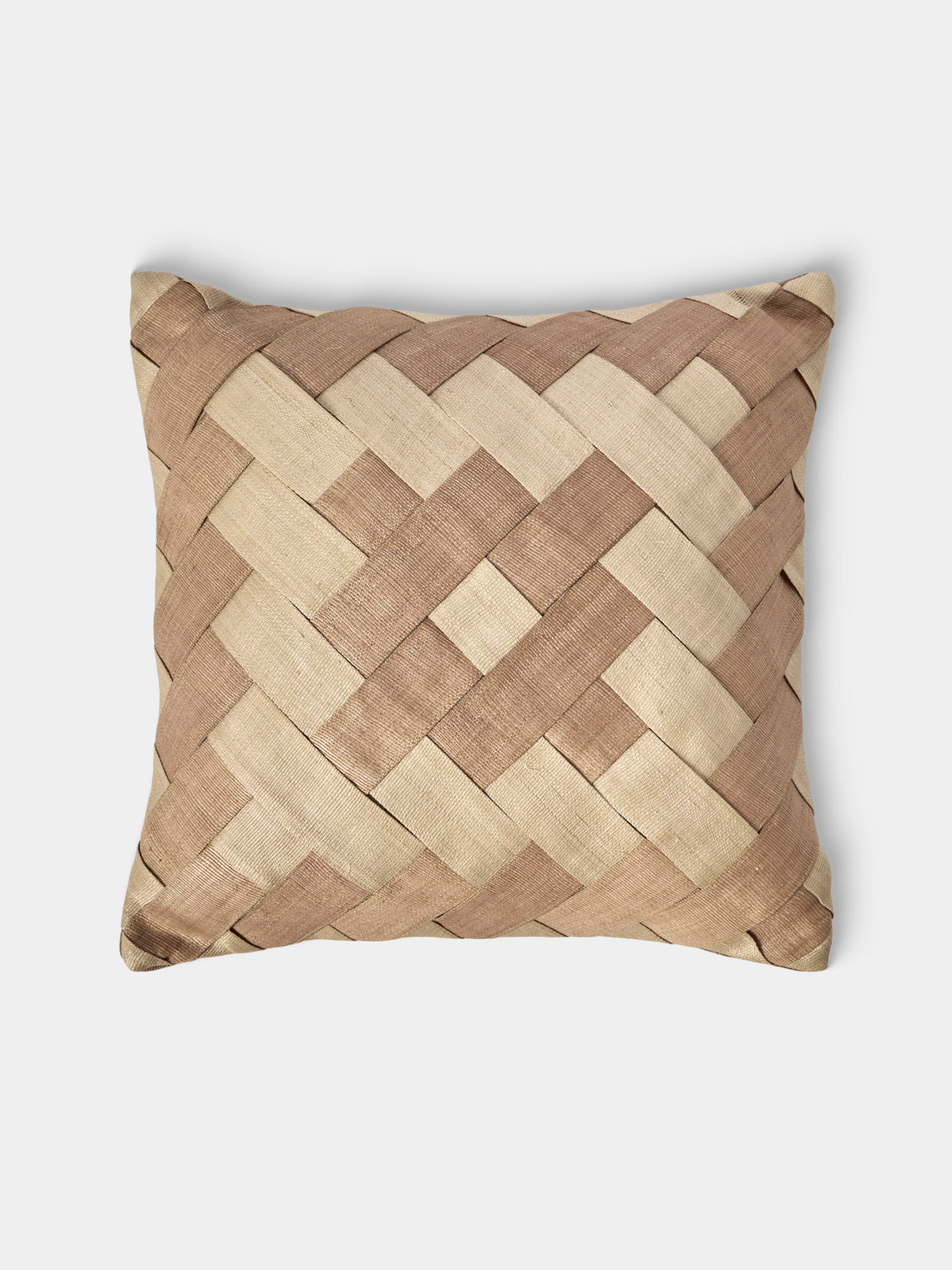 Kubo Curated - Cross Panel Weave T'nalak Cloth Cushion (19.5in/50cm) - Beige - ABASK - 