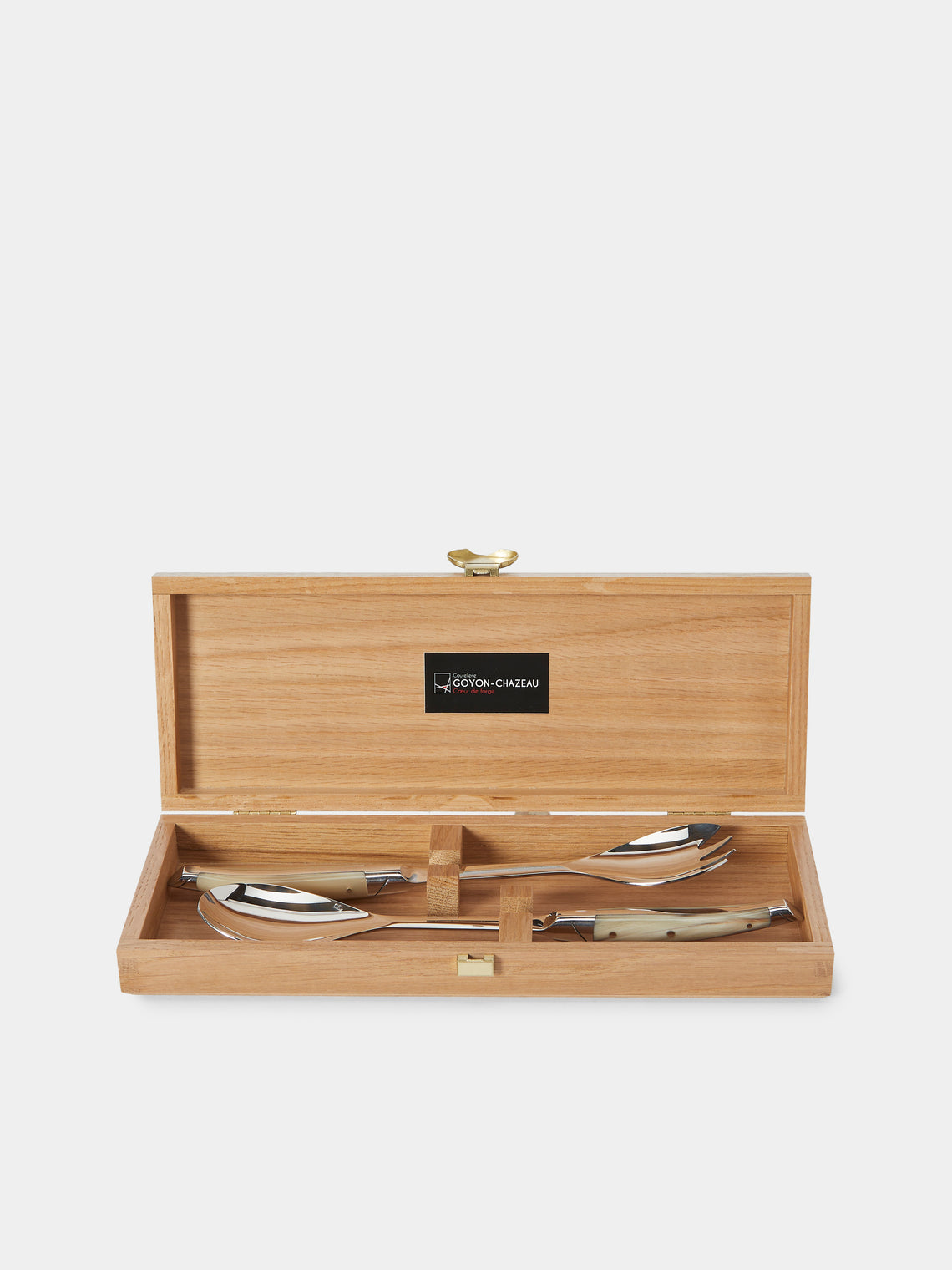 Goyon-Chazeau - Le Thiers Prestige Flammée Blonde Horn Salad Servers (Set of 2) - Brown - ABASK