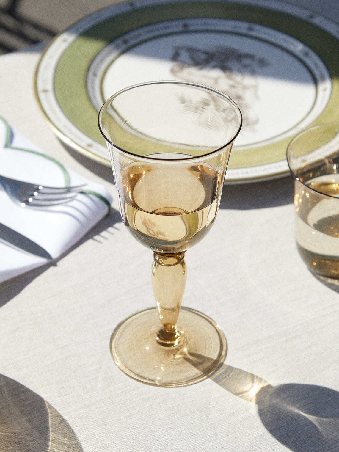 Yali Glass - Roma Hand-Blown Murano White Wine Glasses (Set of 2) - Yellow - ABASK