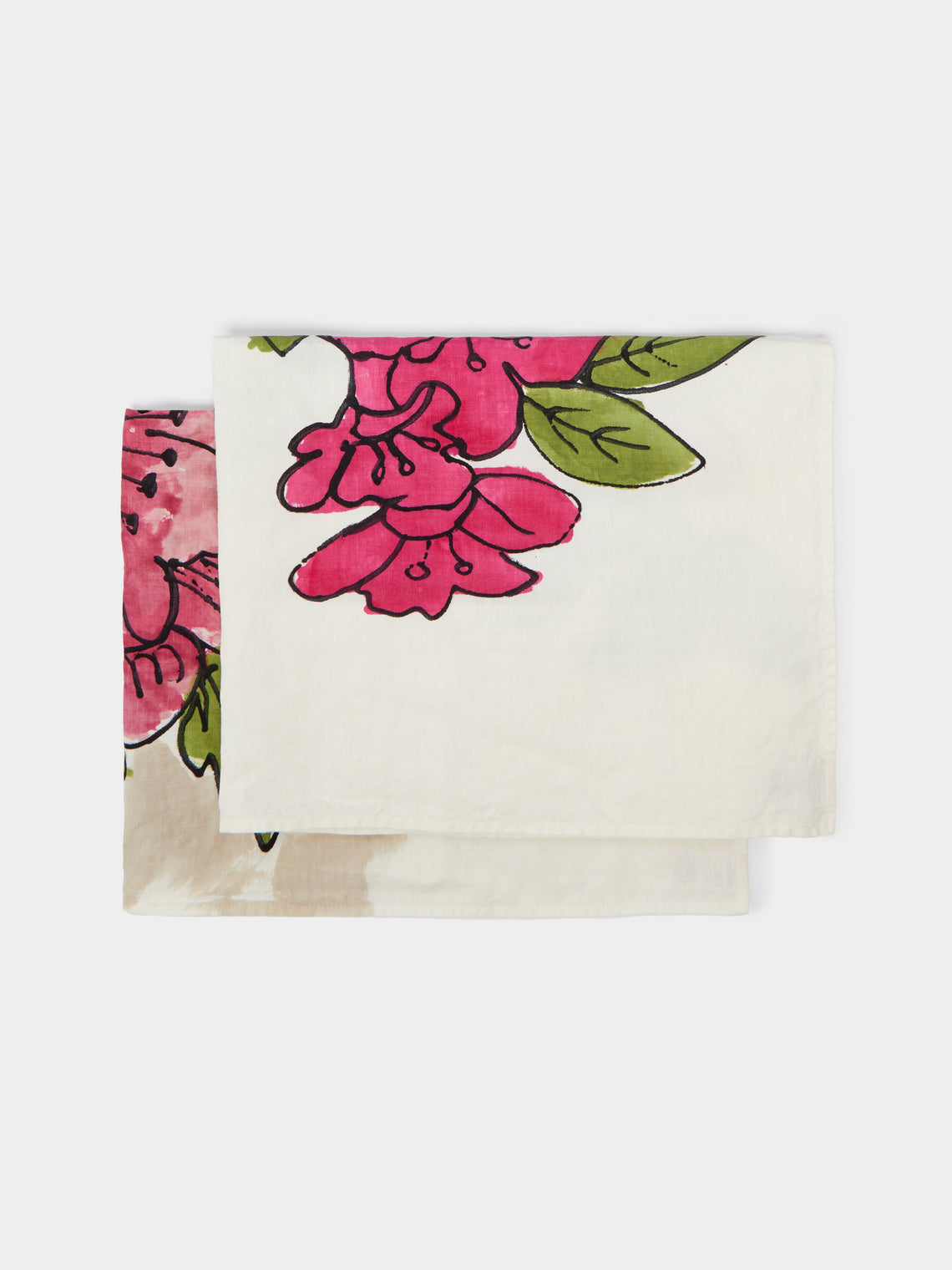 Stamperia Bertozzi - Floral Hand-Painted Linen Tea Towels (Set of 2) -  - ABASK - 