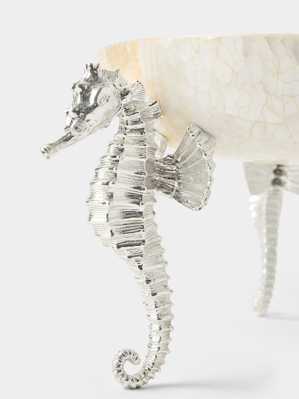 Objet Luxe - Seahorse Silver-Plated and Mother-of-Pearl Raised Bowl - Ivory - ABASK