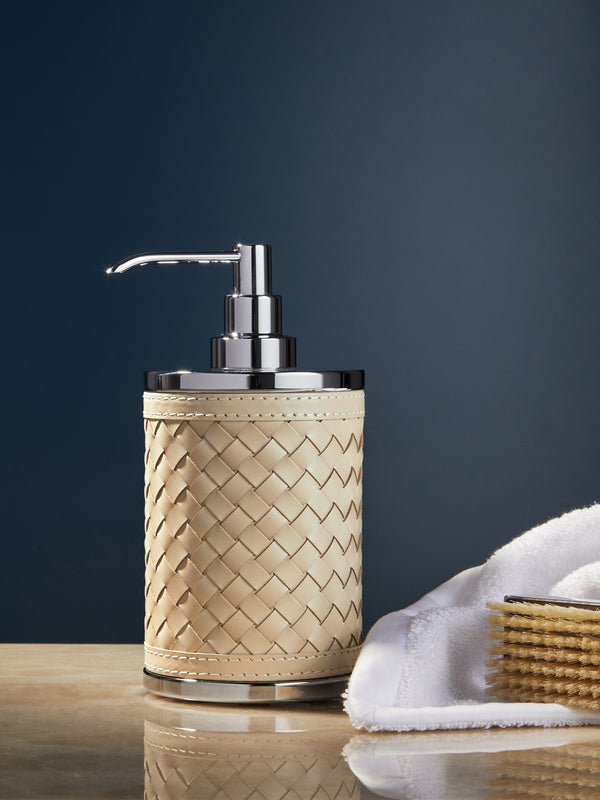 Riviere - Woven Leather Soap Dispenser - Cream - ABASK