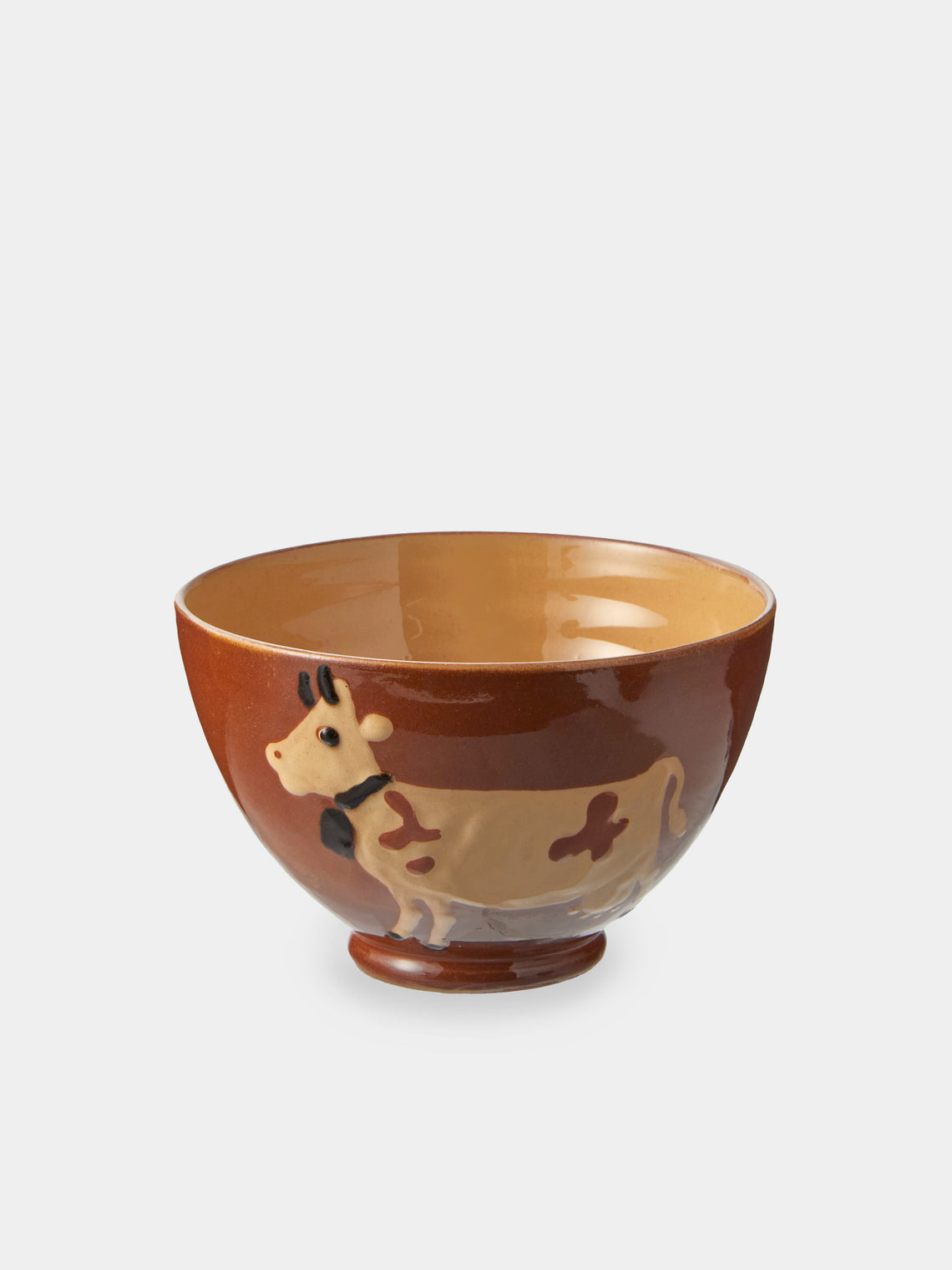 Poterie d’Évires - Cows Hand-Painted Ceramic Small Bowls (Set of 4) - Light Brown - ABASK