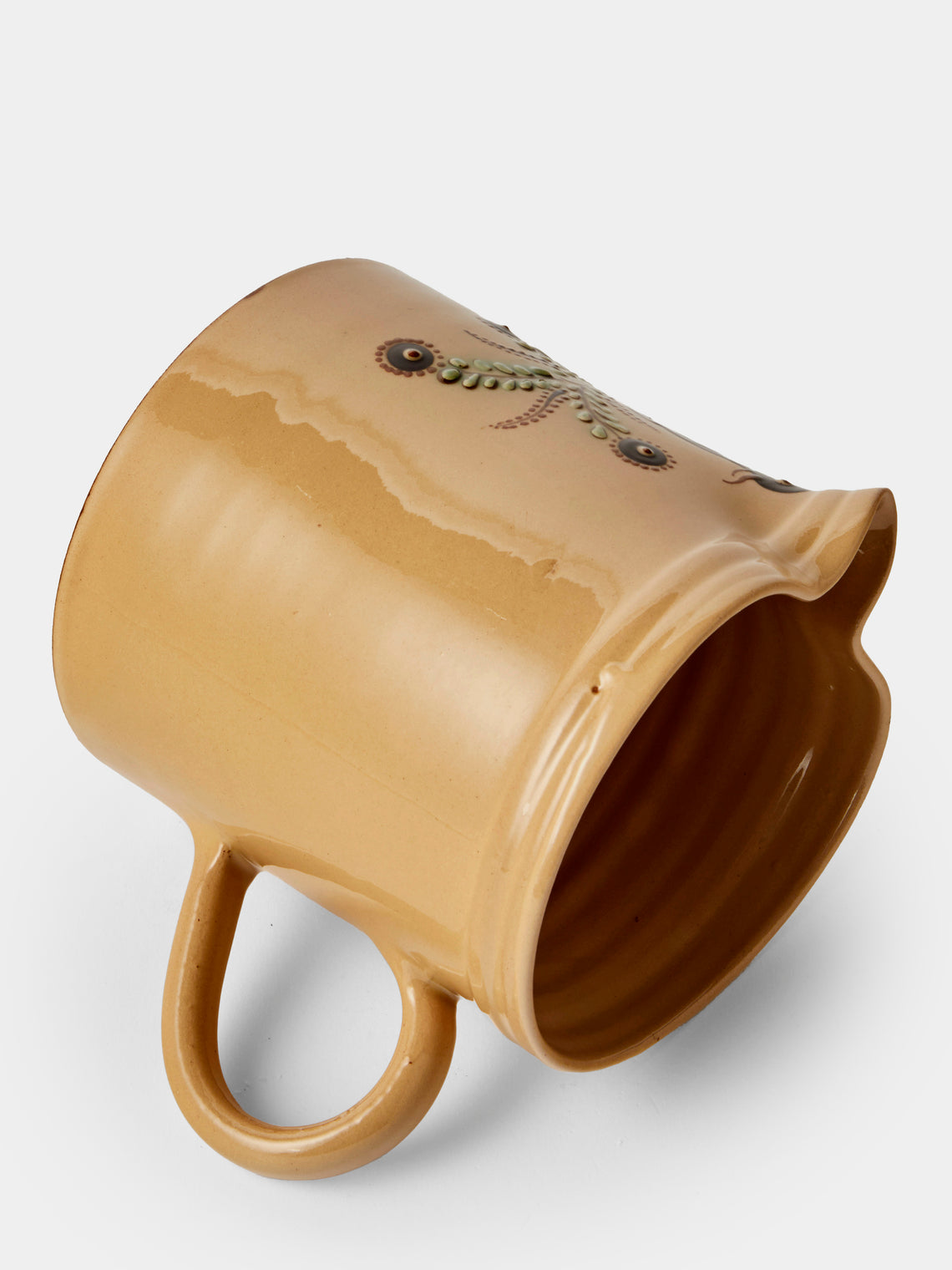 Poterie d’Évires - Birds Hand-Painted Ceramic Straight-Edge Medium Jug - Cream - ABASK