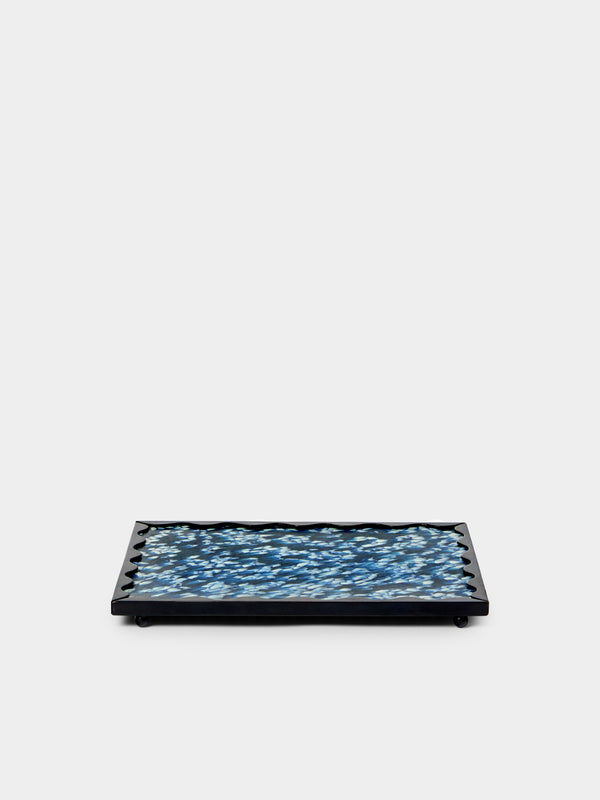 Droulers - Ondine Burnished Brass Tray (10in/25cm) - Blue - ABASK - 