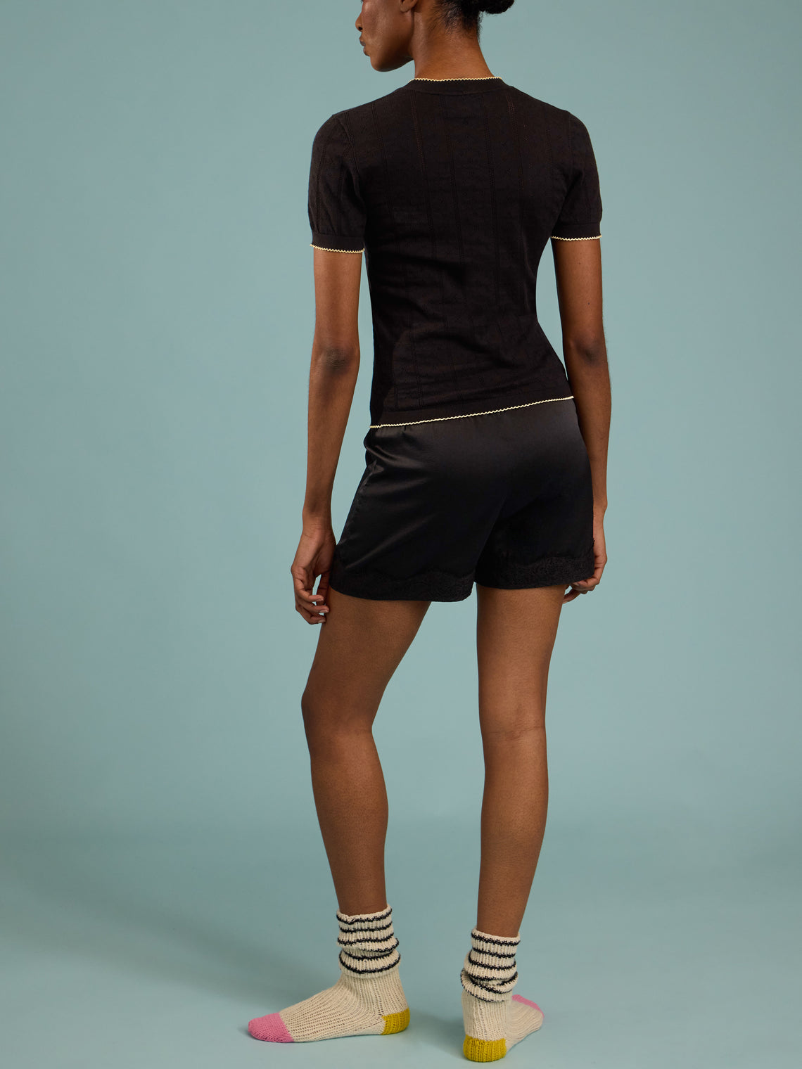 B.B. Wallace - Indiana Cotton Pointelle T-Shirt | Size: S - Black - ABASK