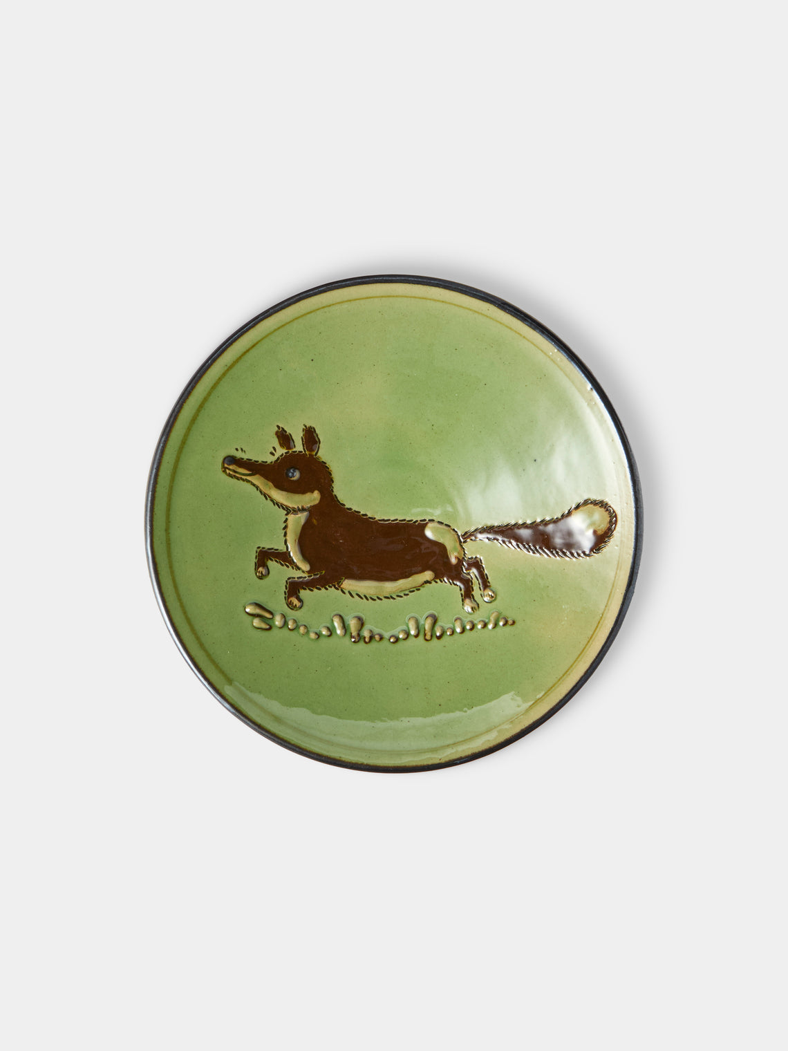 Poterie d’Évires - Animals Hand-Painted Ceramic Plates – 5.5in/14cm (Set of 4) - Green - ABASK