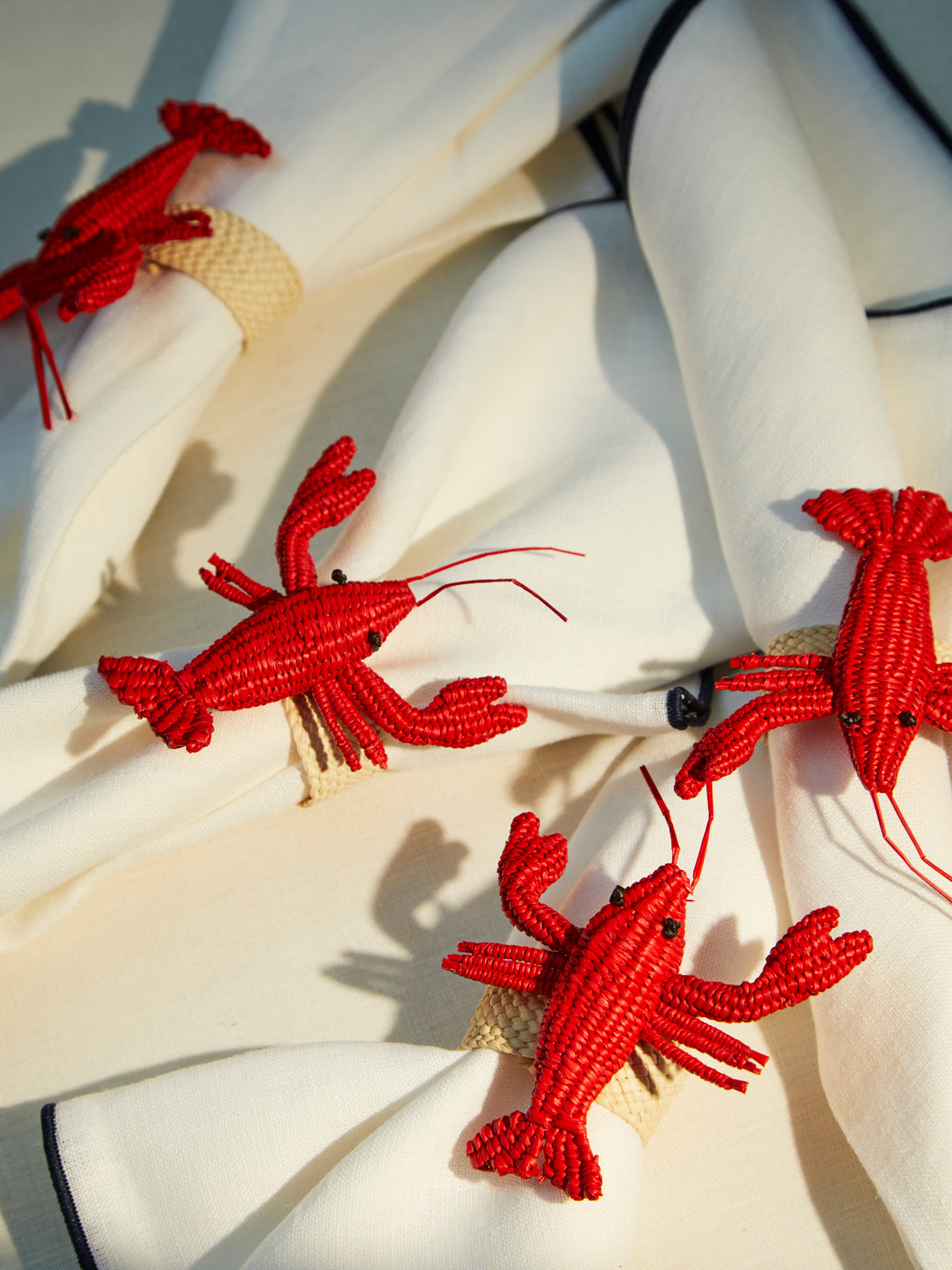 Coro Cora - Lobster Handwoven Iraca Palm Napkin Rings (Set of 4) -  - ABASK