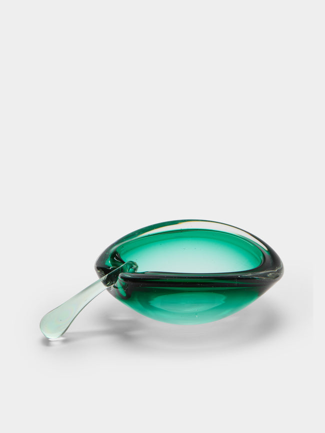 Antique and Vintage - Mid-Century Murano Glass Ashtray with Stopper - Green - ABASK - 