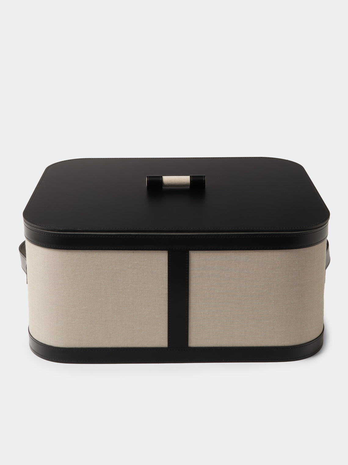 Pinetti - Penelope Leather and Canvas Lidded Basket - Black - ABASK - 