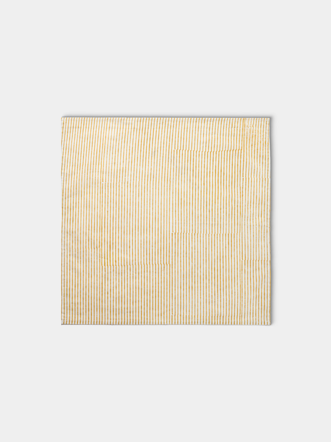 Chamois - Stripe Block-Printed Cotton Napkins (Set of 4) - Yellow - ABASK - 