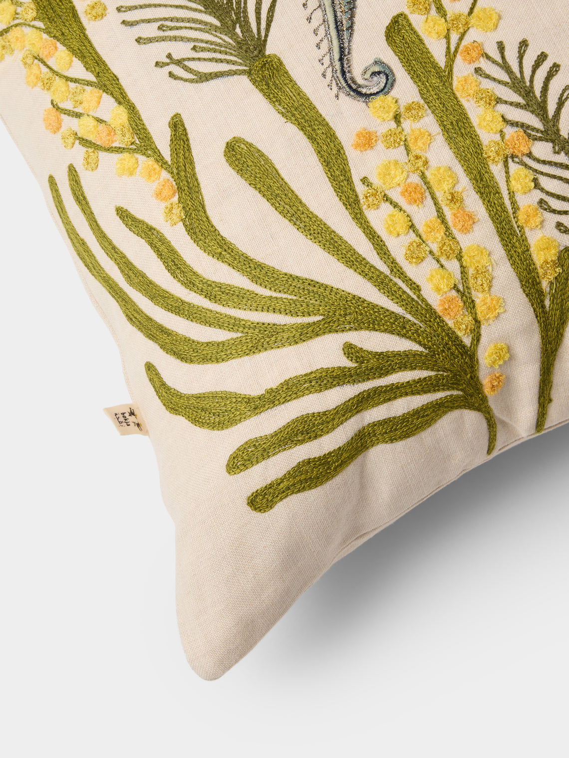 Bokja - Mimosa Embroidered Linen Cushion (35.5in/90cm) - Multiple - ABASK