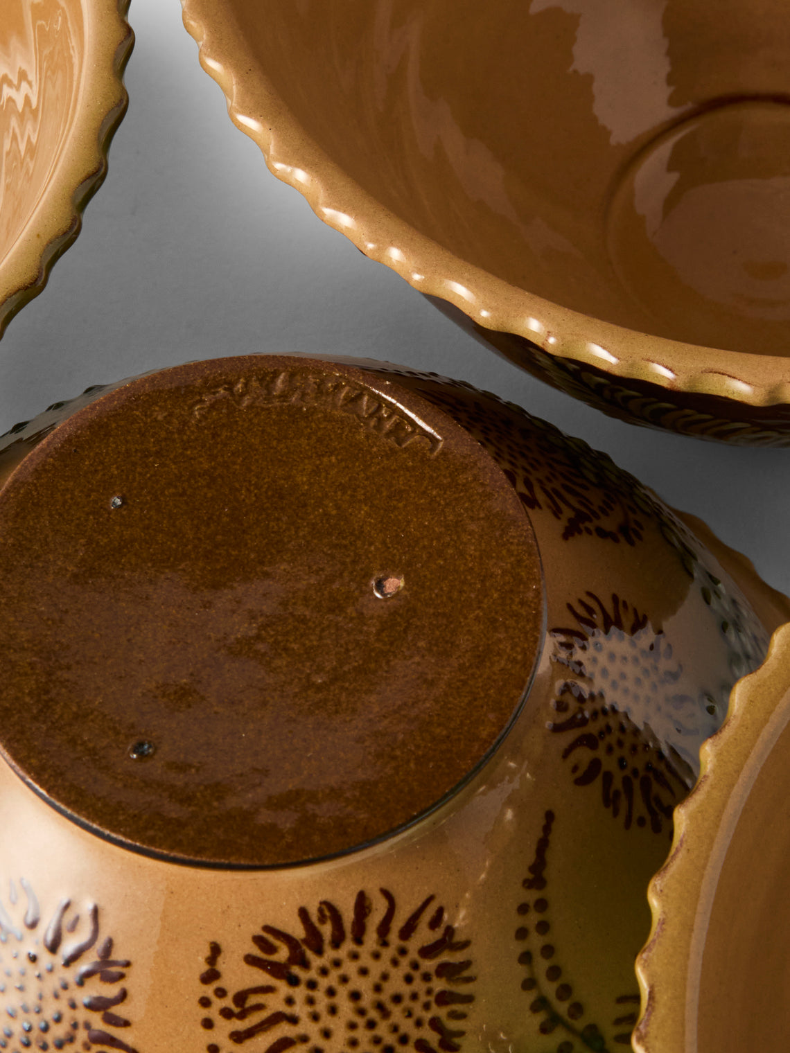 Poterie d’Évires - Flowers Hand-Painted Ceramic Fluted Bowls (Set of 4) - Multiple - ABASK