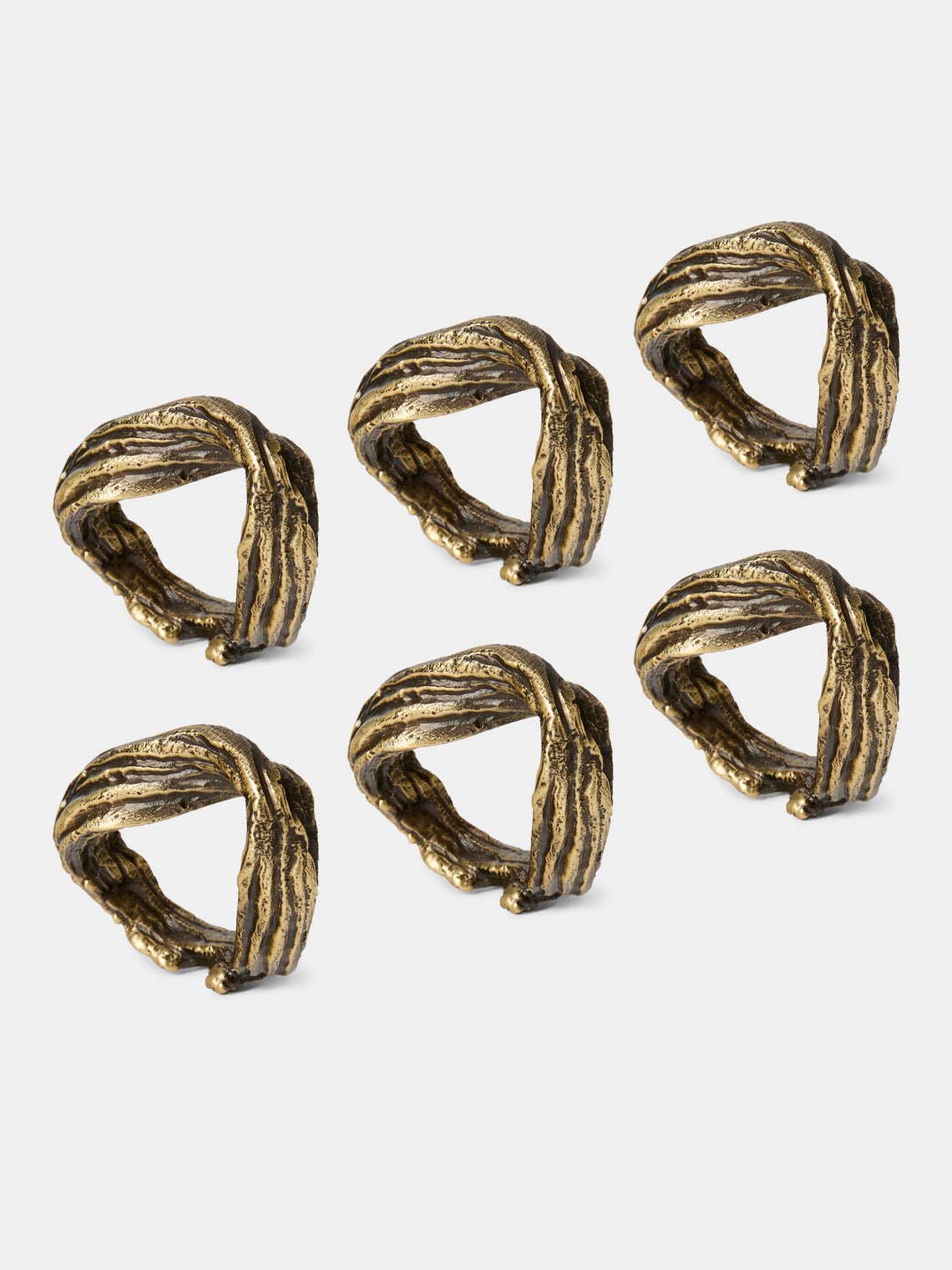 Viya - Leher Brass Napkin Rings (Set of 6) - Bronze - ABASK - 