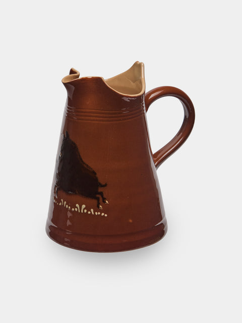 Poterie d’Évires - Boars Hand-Painted Ceramic Milk Jug - Light brown - ABASK - 