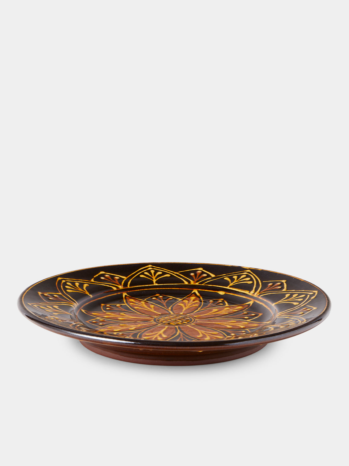 Fitch & McAndrew - Dahlias Slipware Serving Plate (13in/33cm) - Black - ABASK
