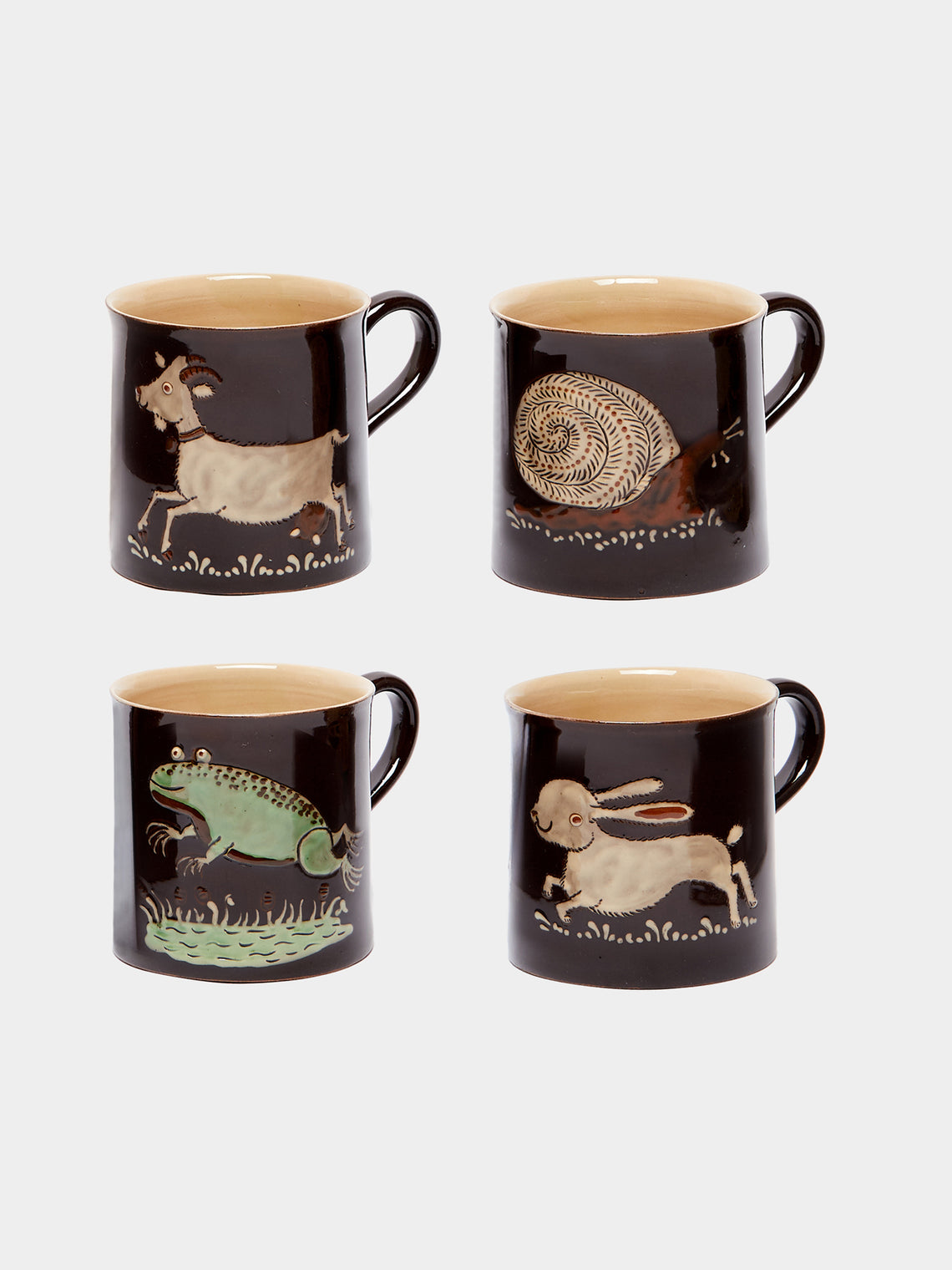 Poterie d’Évires - Animals Hand-Painted Ceramic Mugs (Set of 4) -  - ABASK - 