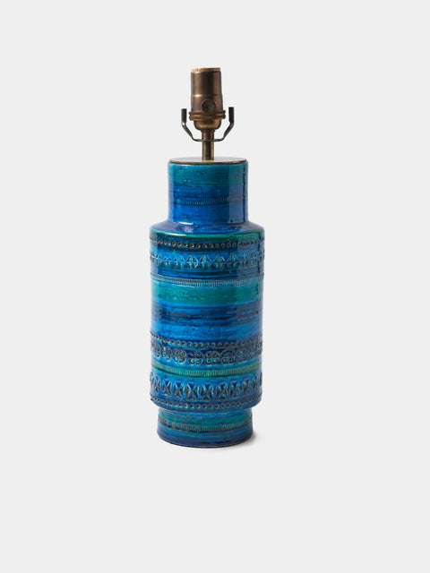 Antique and Vintage - 1970s Bitossi Ceramiche Rimini Blu Ceramic Table Lamp - Blue - ABASK - 