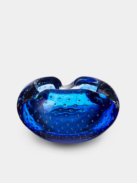 Antique and Vintage - Mid-Century Glass Ashtray - Blue - ABASK - 