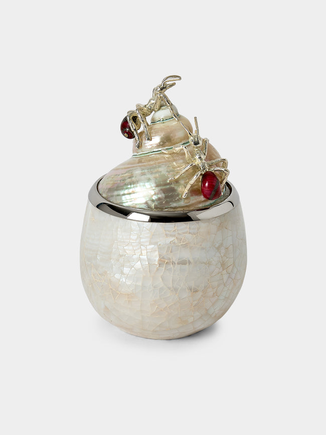 Objet Luxe - Ants Bees Mother-of-Pearl and Silver-Plated Jam Pot - Ivory - ABASK - 