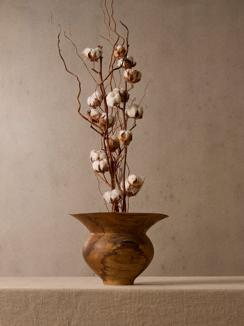 Iida Woodturning - Hand-Turned Ash Oil-Finish Vase (11.5in/29.5cm) - Brown - ABASK