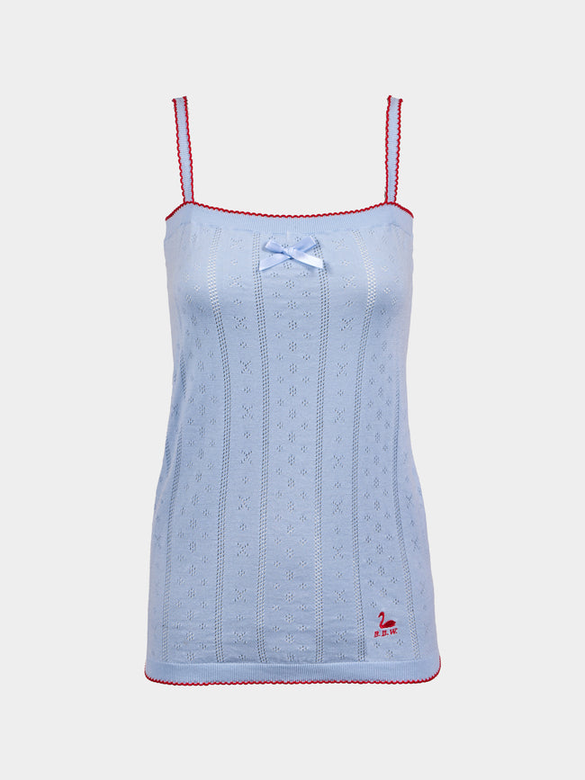 B.B. Wallace - Chicago Cotton Pointelle Camisole Top | Size: S - Light Blue - ABASK - 