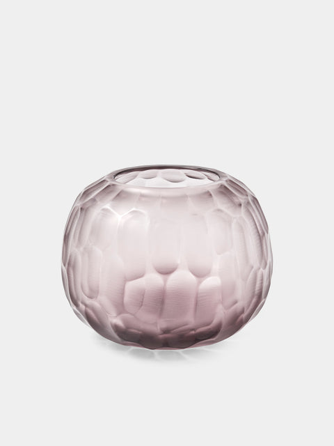 Micheluzzi Glass - Riccio Ametista Bamboo Hand-Blown Murano Glass Vase (6.5in/16.5cm) - Purple - ABASK - 