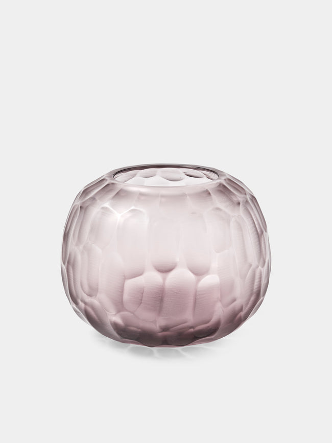 Micheluzzi Glass - Riccio Ametista Bamboo Hand-Blown Murano Glass Vase (6.5in/16.5cm) - Purple - ABASK - 