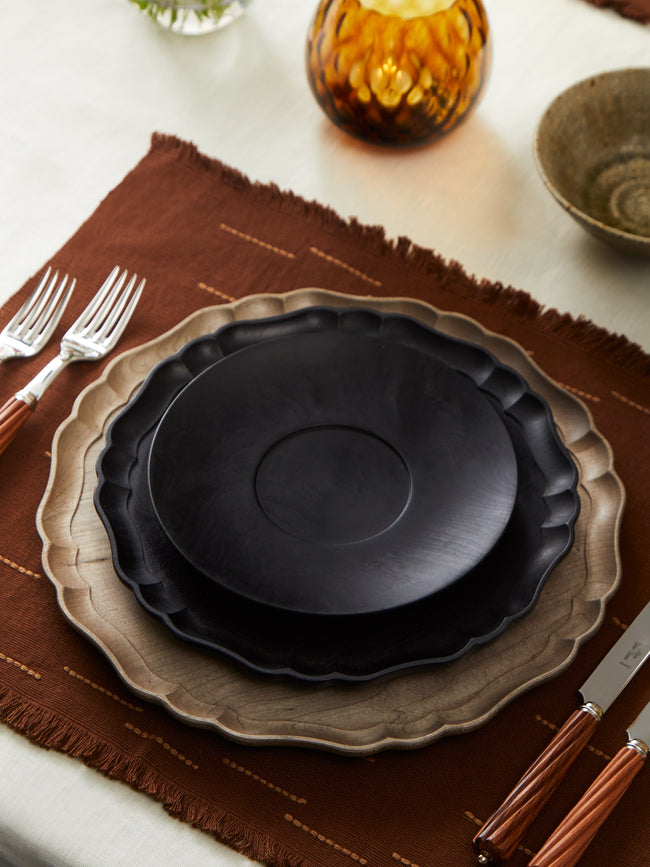 Ifuji - Delft Hand-Carved Wood Small Plate - Black - ABASK