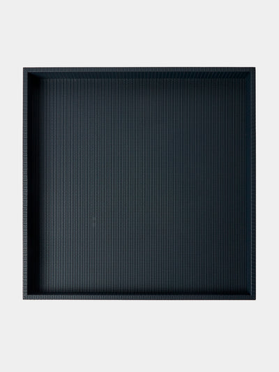 Pinetti - Maxi Leather Square Tray (23.5in/60cm) - Navy - ABASK - 
