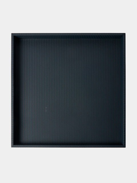 Pinetti - Maxi Leather Square Tray (23.5in/60cm) - Navy - ABASK - 