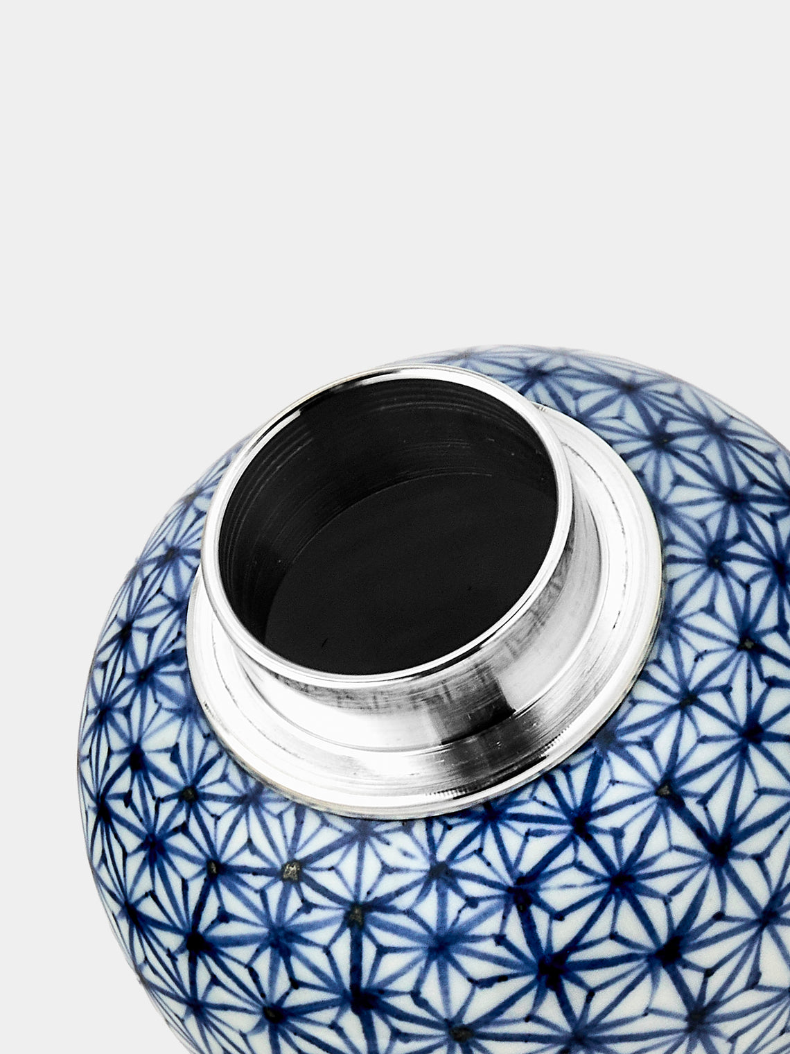 Seikado - Porcelain and Pewter Tea Caddy - Navy - ABASK