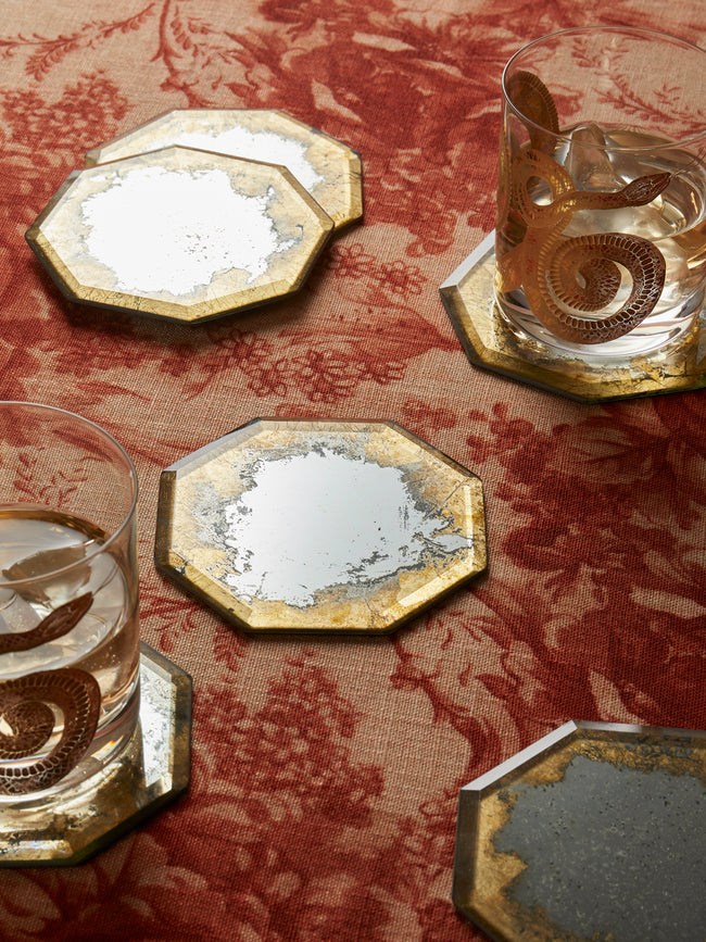 Borgo delle Tovaglie - Octo Mirrored Glass Coasters (Set of 6) - Silver - ABASK